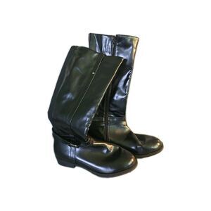 American Eagle Women’s 11 Vegan Leather Tall Moto Boots Buckle Zip Riding Biker